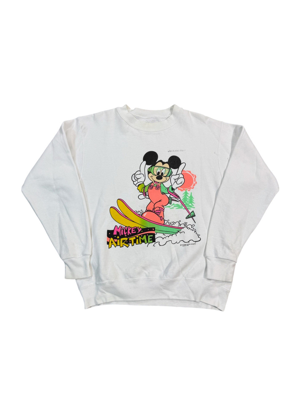 Vintage 90s Disney Mickey Mouse Skiing Graphic Sweatshirt Size Extra Large